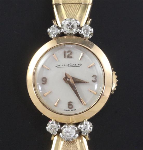 A ladys 18ct gold and diamond Jaeger le Coultre manual back winding cocktail watch,